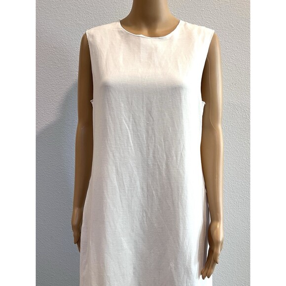 ZARA WOMEN LINEN BLEND MIDI DRESS ZW COLLECTION OYSTER WHITE SMALL 8135/100 - Picture 7 of 16